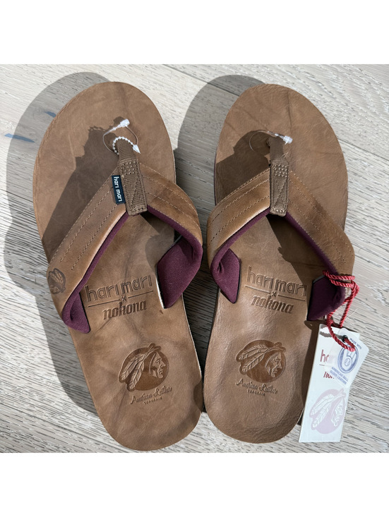 Hari Mari Other - New Hari Mari x Nokona Men's Tan Leather Flip Flops From Baseball Gloves Size 9